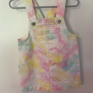 Old Navy Pink and Yellow Tie-Dye Overalls Dress - Size 18-24M